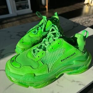 Balenciaga Triple S Clear Sole Trainer Neon Green womens 39